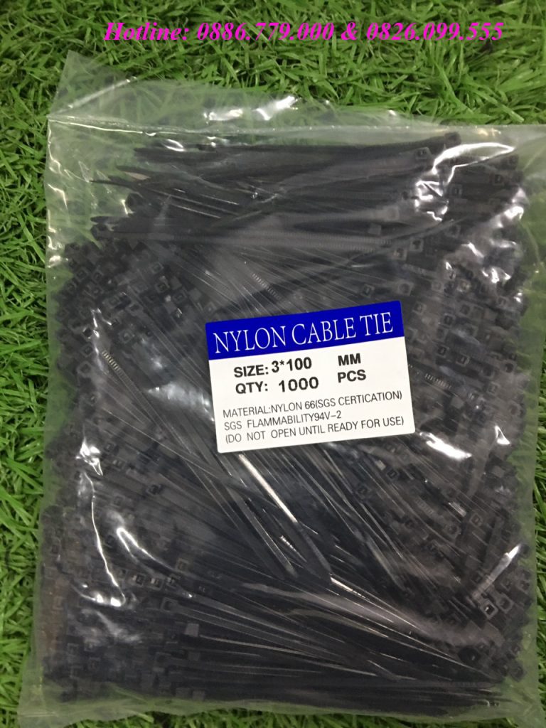 Bán Lạt nhựa 100mm, Dây rút nhựa 3x100mm, Dây thít nhựa màu đen