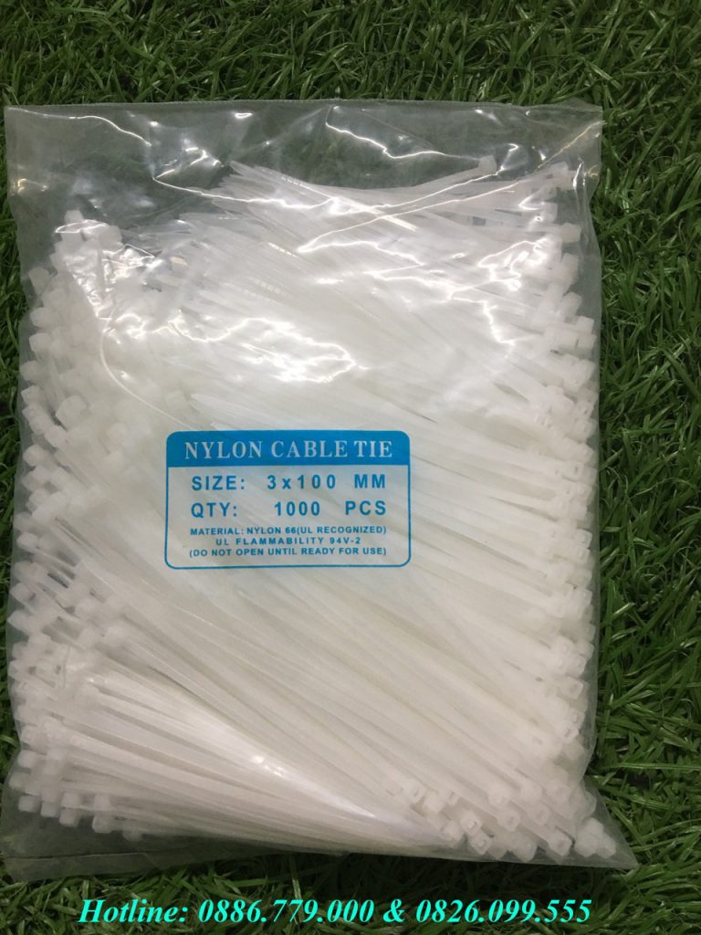 Phân phối Lạt nhựa 100mm màu trắng (Bán dây thít nhựa 10cm màu trắng)