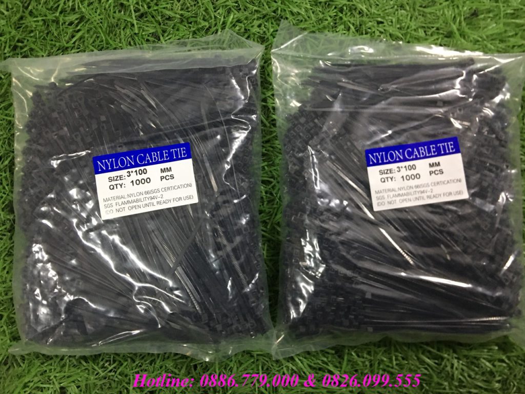 Bán Lạt nhựa 100mm, Dây rút nhựa 3x100mm, Dây thít nhựa màu đen